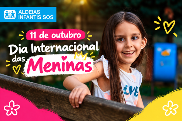 Menina sorrindo em um parque em arte sobre o Dia Internacional das Meninas
